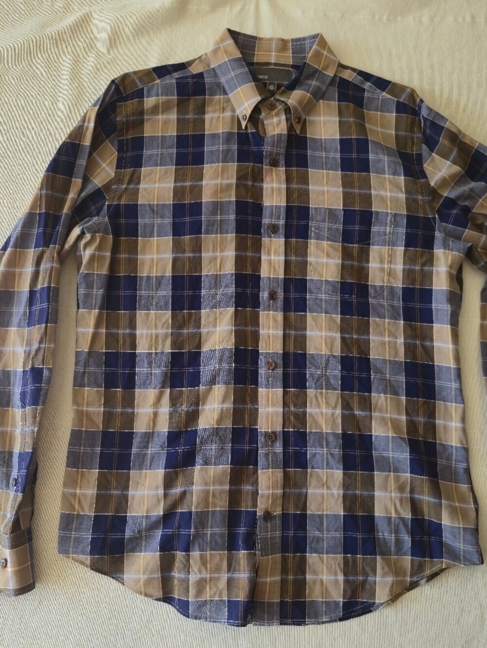 Vince Men's Medium Plaid Cotton Button-Up Long Sleeve Shirt